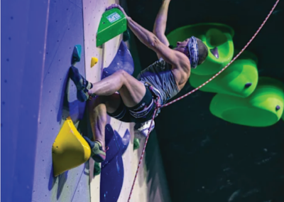 Laval (FRA), 26 October 2025: Linda LE BON of Austria competes in the women's Lead B2 final during the IFSC Para Climbing World Cup Laval 2025. Ⓒ Jan Virt/IFSC.